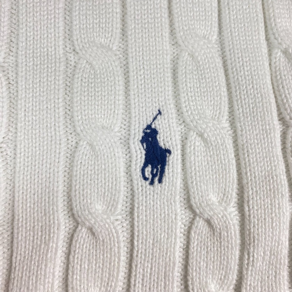 Polo Ralph Lauren Womens Cable Knit Long Sleeve Sweater White Small Preppy pony - Picture 3 of 16